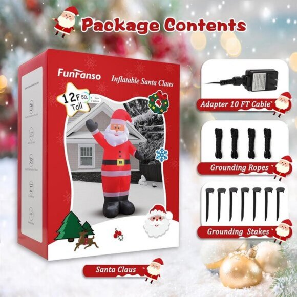 ⚡12 FT Giant Christmas Inflatable Santa Claus Garden Holiday Outdoor Decoration - Picture 6 of 6